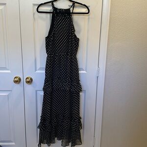 Polka Dot Sheer Material Sleeveless Dress